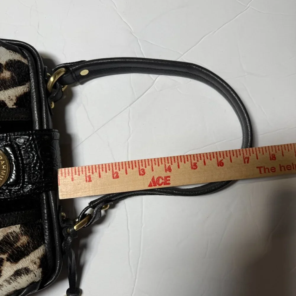 Brahmin Hobo Bag Leopard Print Pony Hair Crocodile Leather Gold Hardware Vintage